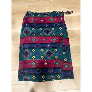 Vintage Turbo Products Los Angeles Wrap Skirt Southwestern Aztec Print Midi